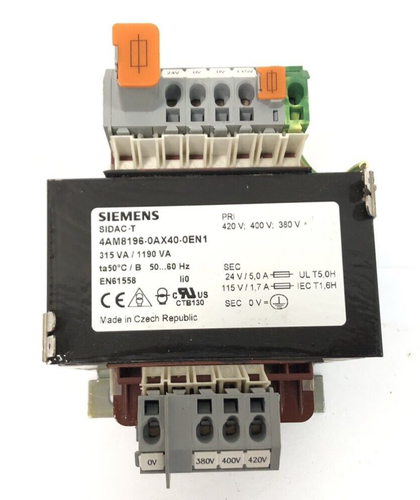 Siemens 315VA/119VA Transformer Primary 400vAC Secondary 24v/115AC SIDAC-T - Picture 6 of 13