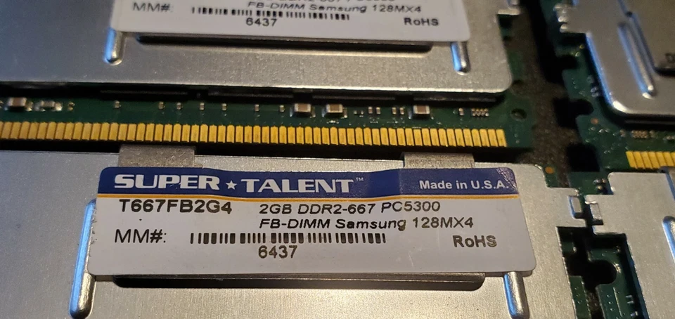 16GB KIT 8X 2GB RAM SUPER TALENT T667FB2G4 PC2-5300F DDR2 667MHz FB-DIMM SAMSUNG - Image 2 of 4