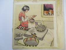 ROGER VERNAM PAINTING ANTIQUE  ILLUSTRATION NATIVE AMERICAN INDIAN TRIBAL BASKET