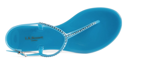 LK Bennett Lola Swarovski Crystal Blue Soft Pool Jelly Thong Sandal 39 9 NEW - 第 4/8 張圖片