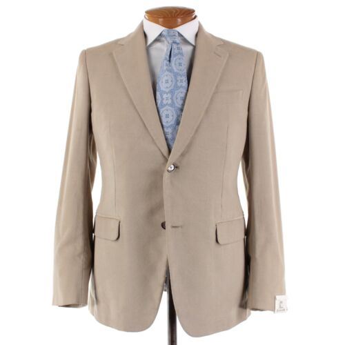 Caruso NWD 100% Cotton Corduroy Sport Coat Size 50R (40R US) In Solid Beige