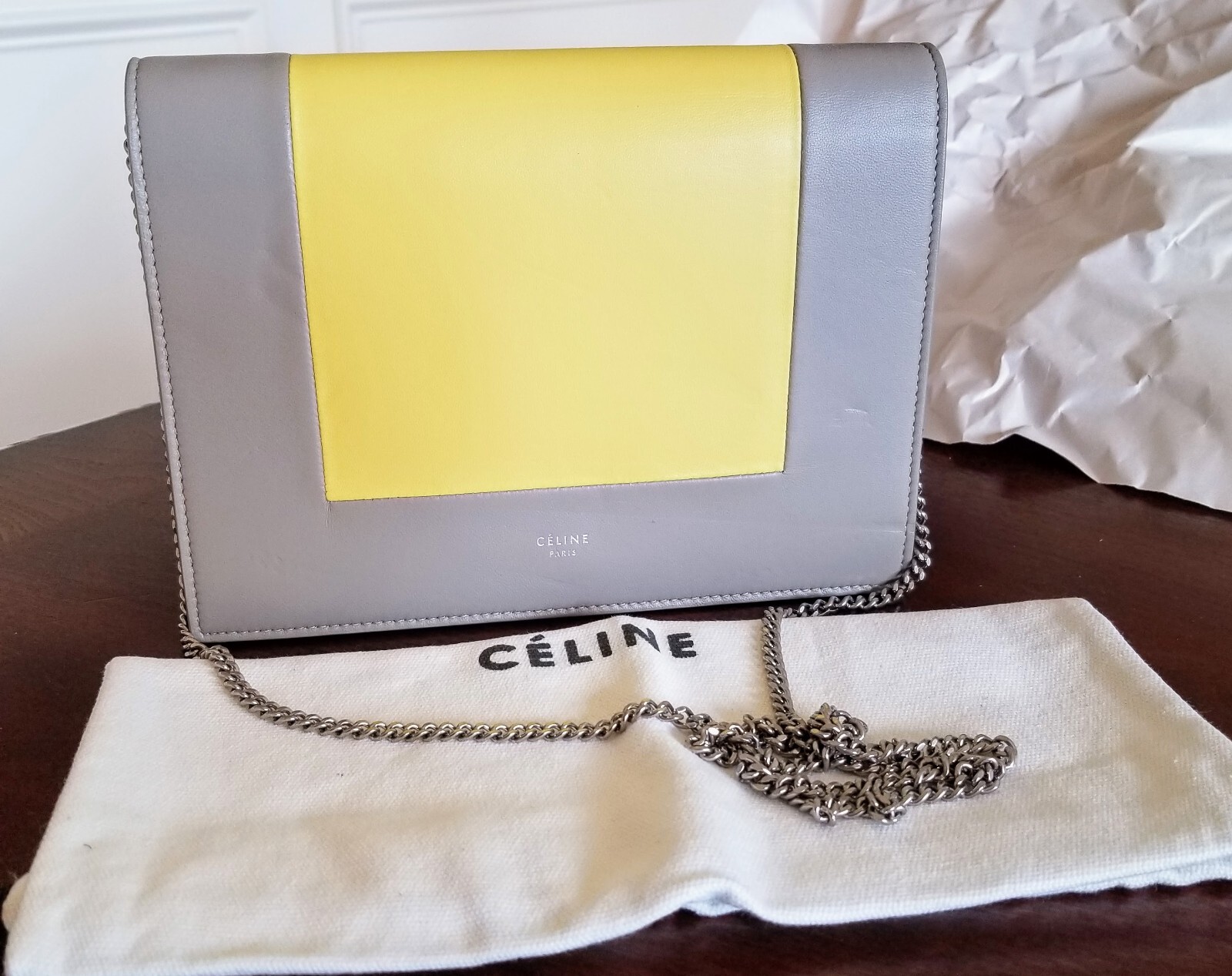 Authentic CELINE Frame Evening Clutch/Silver Hard… - image 1