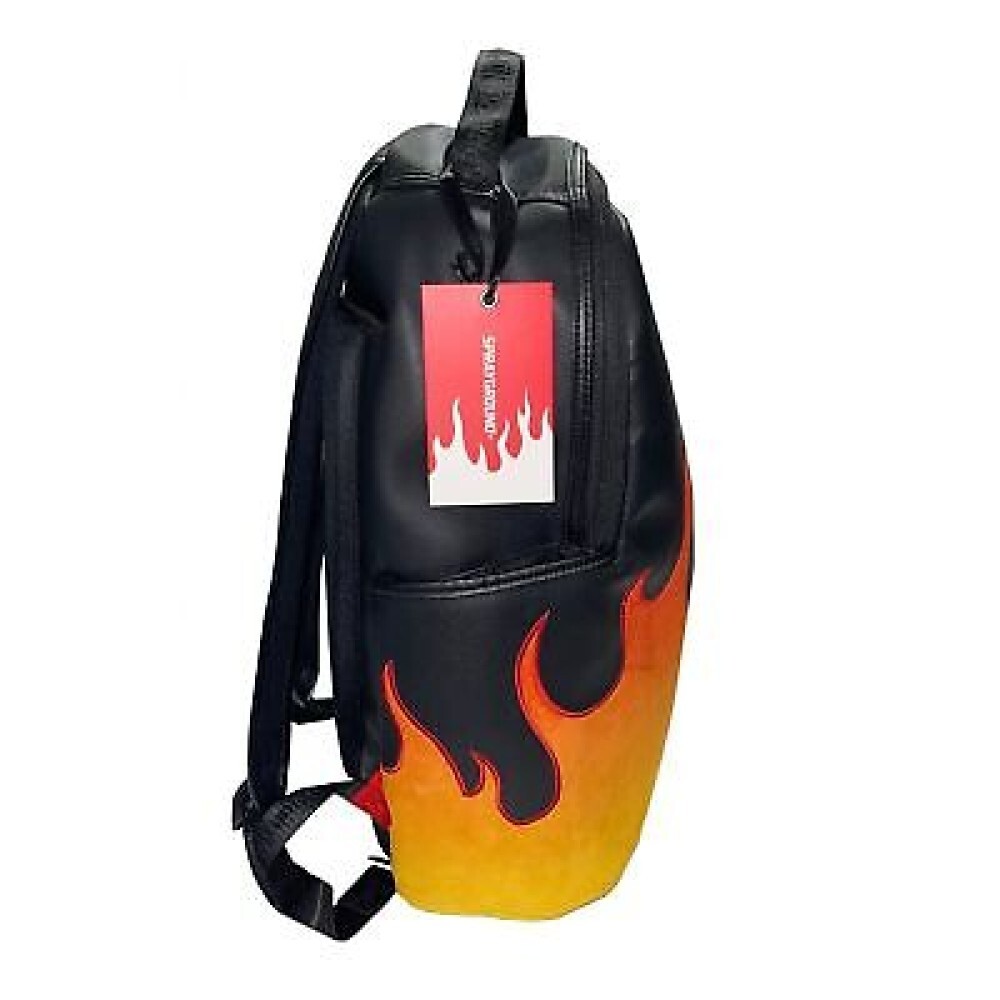 SPRAYGROUND Backpack CREAM Fire Black Red Laptop Tablet Book SPRAYGROUND Backpack CREAM Fire Black Red Laptop Tablet Book