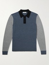 Mr P Porter Men's Wool Colorblock Polo Knit Shirt Sweater S Italy 375 NWOT