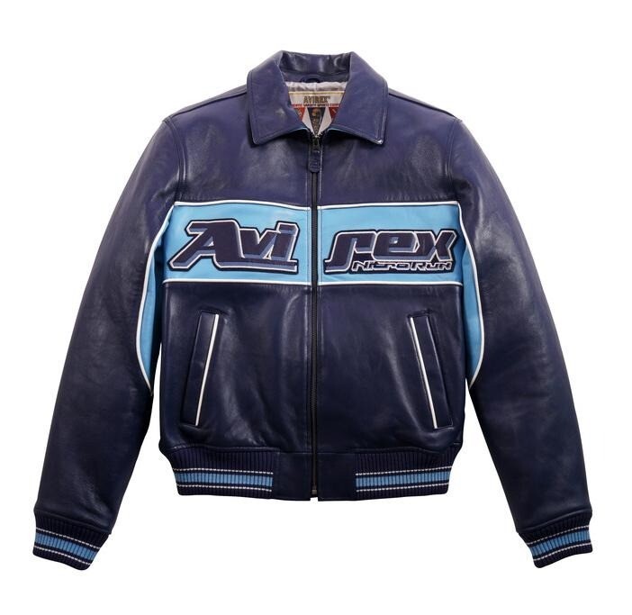 日本未発売 AVIREX NITRO RUN レザージャケット Men's Avirex Nitro Run Blue Racing Jacket – Real Leather Biker