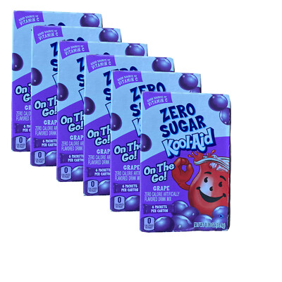 Kool Aid On The Go Zero Sugar Grape Drink Mix Singles (Lot Of 6) Hard To Find