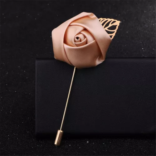 Mens Rose Brooch Flower Brooch Boutonniere Suit Lapel Wedding Pin Tassel Chain - Picture 40 of 95