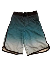    First Wave Boys Size 8 Swim Trunks Blue Ombre Board Shorts Adjustable Waist