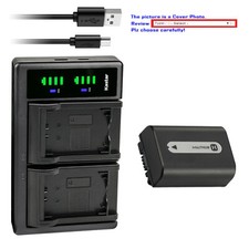 Kastar Battery LCD Dual Charger for NP-FH50 FH40 FH30 Sony HDR-XR200 HDR-XR100