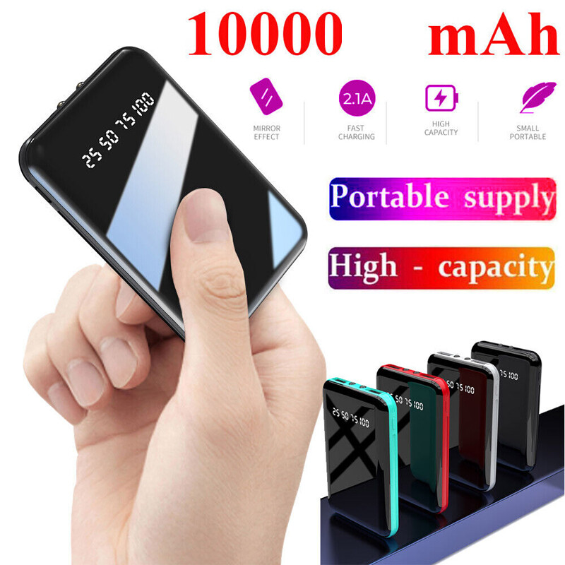 10000mAh Mini Power Bank Dual USB UltraThin External Battery Backup Charger