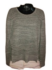LOFT ANN TAYLOR Women's Multi- Colored Gray Knit Sweater Sz M