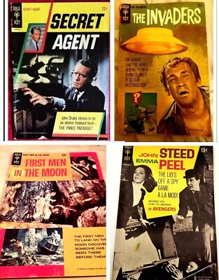 SECRET AGENT #1+AVENGERS 1+FIRST MEN IN THE MOON+INVADERS #1(Danger Man)Gold Key