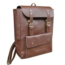 Resistance Unisex Casual Lightweight Full Grain Leather Backpack For Men  Women