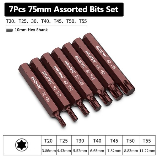 30mm/75mm TORX Impact Screwdriver Bit Set Insert Bit T20 T25 T30 T40 T45 T50 T55 - Picture 11 of 25