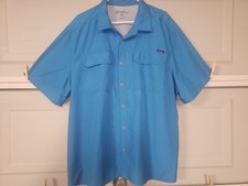 Eddie Bauer XXL Blue Button Up Multi Pocket Polyester Breathable Shirt