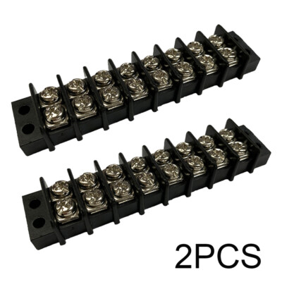 12 30A 12V Junction Block, Bus Bar Terminal in Plated Brass 2PCS