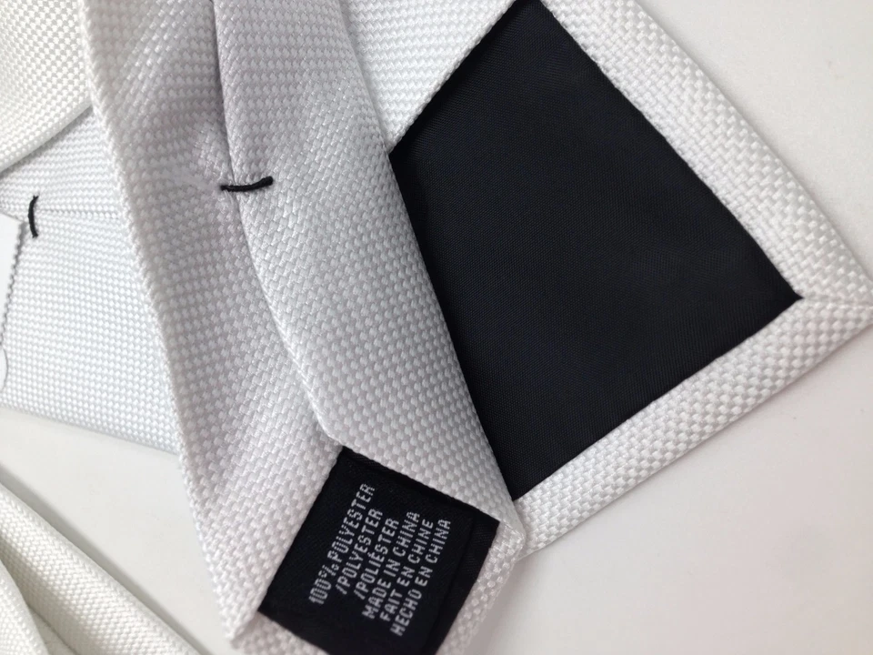 $115 Corbata de Vestido Clásico Perry Ellis Para Hombres Blanco Sólido Ajustado 58X3.25 Foto 4 de 4