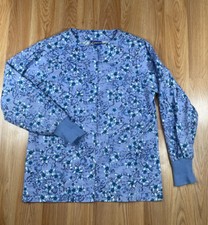 Crest Style 115 599 Long Sleeve Floral Snap Up Nursing Scrub Top Women  s Size XS