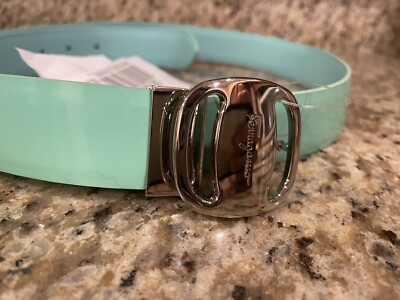 SALVATORE FERRAGAMO smooth LEATHER BELT SILVER BUCKLE  display picture 2