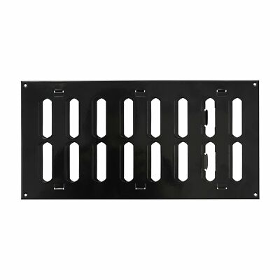 Lüftungsgitter schwarz Metall 300 mm x 150 mm mit Rolladen Flach Lamellenkanalabdeckung