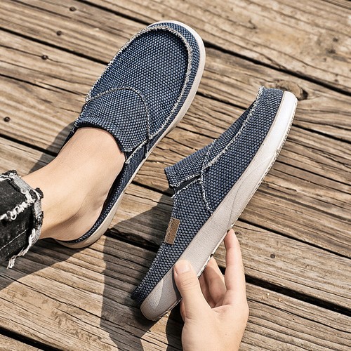 Mens Slip On Canvas Driving Shoes Boat Loafers Moccasins Pumps Mule Walking Soft - Picture 13 of 20