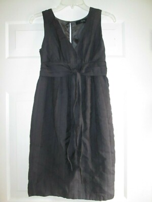 MAX 6 INNOVA SHIFT DRESS TEXTURED LINED SLEEVELESS KEYHOLE WAIST-TIE