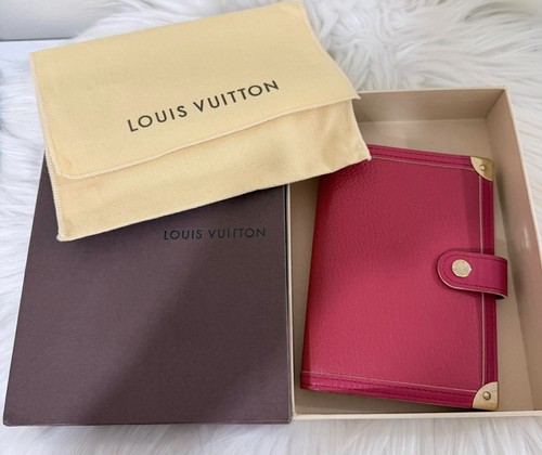 LV Louis Vuitton Suhali Leather Agenda PM Ring Cover Pink Berry Box Dust Bag