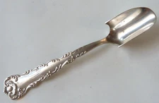 FRANK WHITING STERLING SMALL CHEESE SCOOP, KINGS COURT/NEAPOLITAN PATTERN 1895