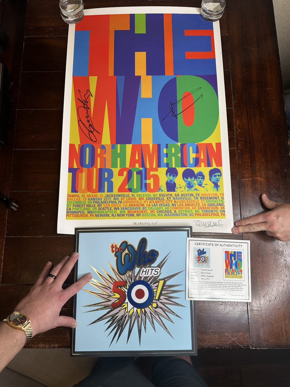 The Who Tour 2015 Poster Mint Signed by Artist and Townshend Daltrey Autographed