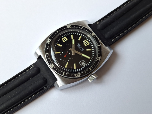 Rare! Vintage HERMA men's watch, FRANCE 1970s, DIVER Style, Mechanical FE 233-69 - Picture 14 of 20