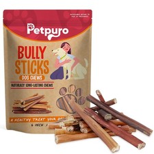 Bully Sticks 6" Natural Beef Dog Chews  Treats  US-Based Brand