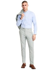 Bar Iii Mens Slim fit Dress Pants 31 / 32 Sage Green Solid Stretch Linen