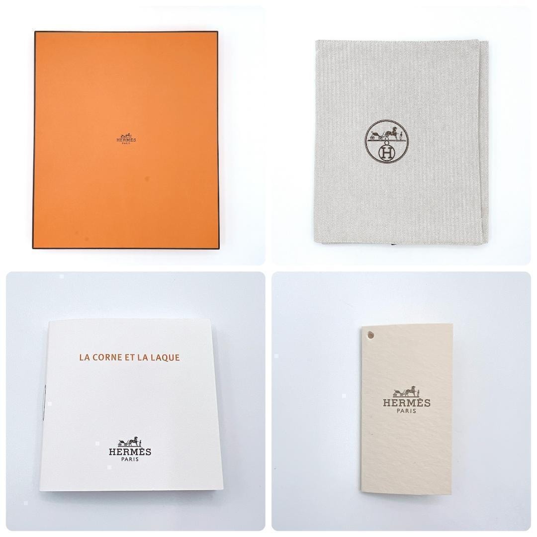 HERMES Eurydice PM Buffalo Horn Metal Gold Tone Chain Necklace 67cm w/Box thumbnail 9