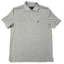 Nautica Navtech Polo Shirt Men's Small Gray Heather Performance Short Sleeve