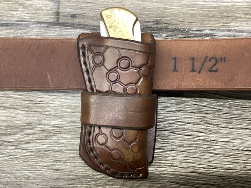 Leather Folding Knife Belt Loop Case Sheath 4" Lockback Size (Sheath Only)