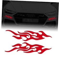2 Pcs 40cm Flame Reflective Sticker for Car Flame Racing Sports Stripe Red