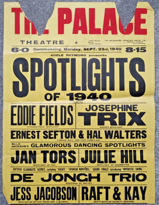 Original antiker 1940 Palace Theatre Southampton Spielzettel - Strahler von 1940