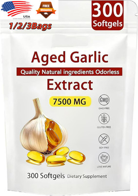 Primus Aged Garlic Extract 7500mg Odorless, Garlic Extract Capsules 300 Softge