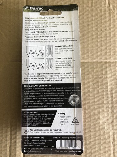 Darlac Folding Pocket Saw Handy Small Gardening 50mm Max Cut DP818 brand new - Picture 4 of 4