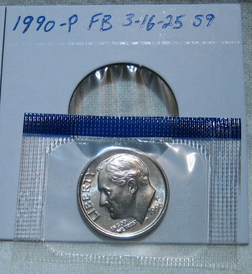 1990-P "FB/FT" FULL BAND/TORCH BU GEM ROOSEVELT DIME MUST SEE BEAUTIFUL DIME - Image 2 of 4