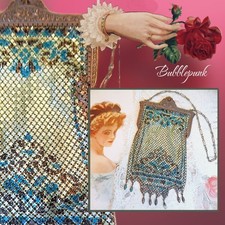 Antique MANDALIAN MFG CO Mesh Purse Orate Relief Frame Pearl Dangles  Estate