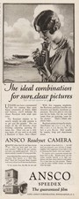 1928 Ansco Binghamton NY ReadySet Folding Camera Ad Speedex Film Pretty Woman