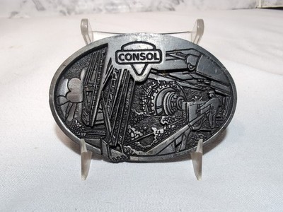 Vintage CONSOL Belt Buckle Pennsylvania Coal Mining Pewter Safety Award
