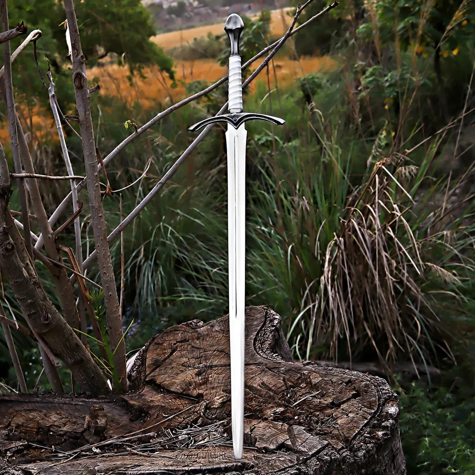 Espada vikinga de acero al carbono forjada a mano lista para batalla medieval con vaina Foto 4 de 4