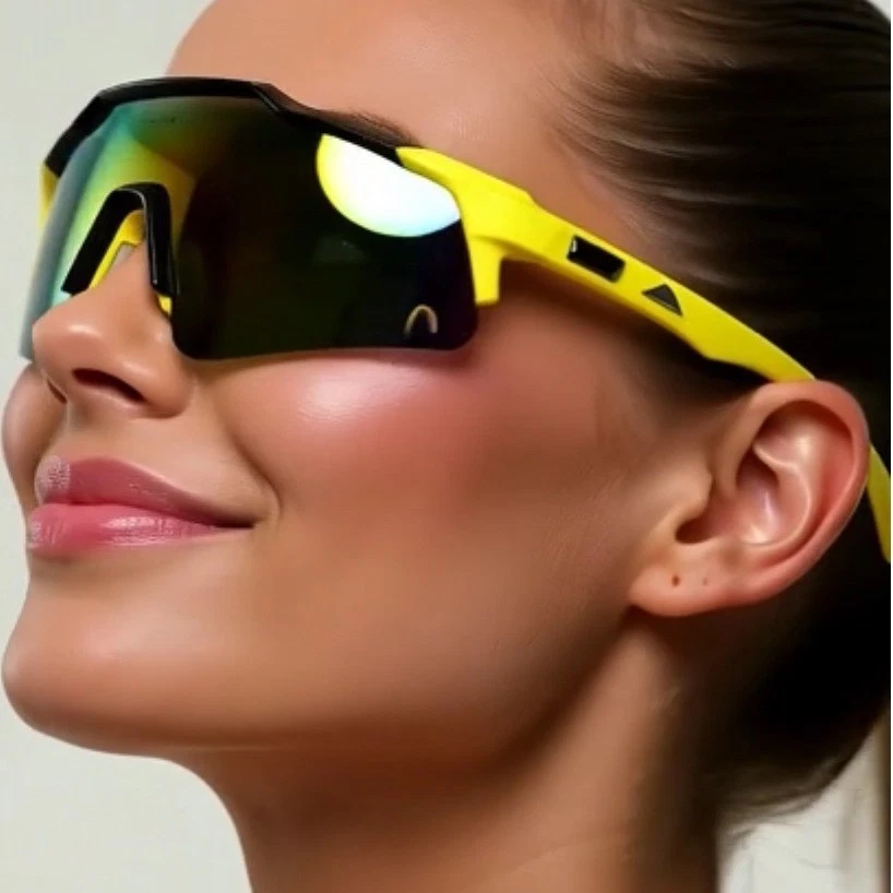 Gafas de sol deportivas UV400 para mujer diseño de gafas actividades de alto rendimiento amarillas Foto 4 de 4