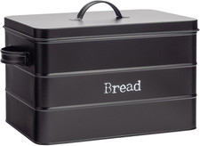 Harbour Housewares Vintage Steel Bread Bin with Airtight Lid - Black
