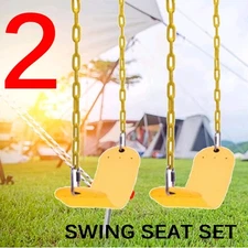 2X Kids Outdoor Swing Seat Set Garden Playground Hanging Chair Swing Seat Yellow