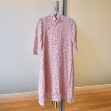 Pink Flora Lace A Line Qipao Dress - Chinese Traditional Cheongsam