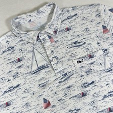 Vineyard Vines Edgartown Polo Shirt Mens Medium Performance Sailboat Print USA
