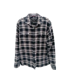 True Grit Shirt Mens Large Cotton Flannel Check Plaid Outdoor Western Cowboy 